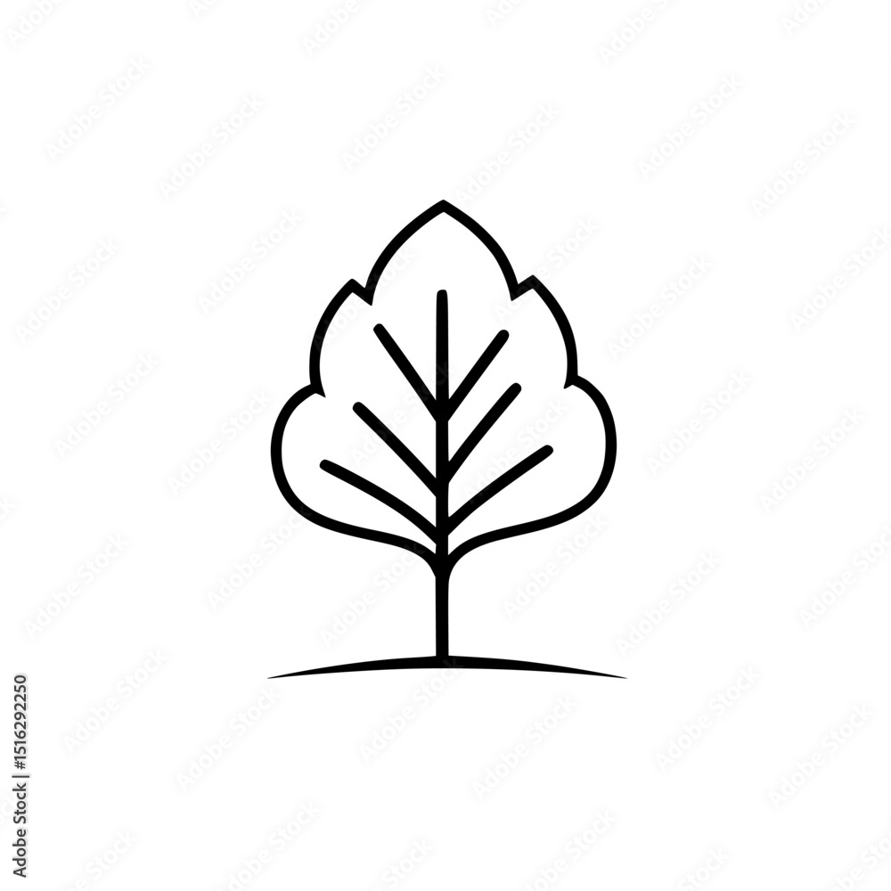 Poster simple and elegant icon set featuring a stylized tree design for graphic projects and digital applic