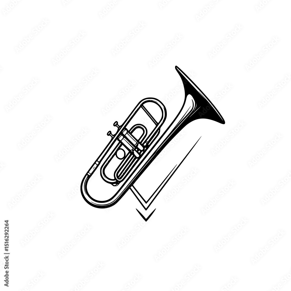 Poster unique icon set featuring a clean and modern tuba design suitable for musical applications and graph