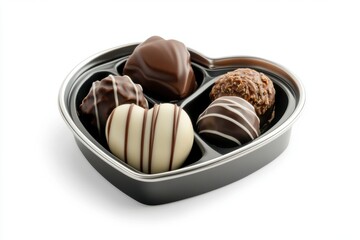 Assorted gourmet chocolates in heart shaped box, perfect for gifts and valentines day
