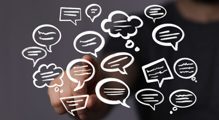 Abstract image of speech bubbles,ideal for communication, social media, and teamwork concepts.