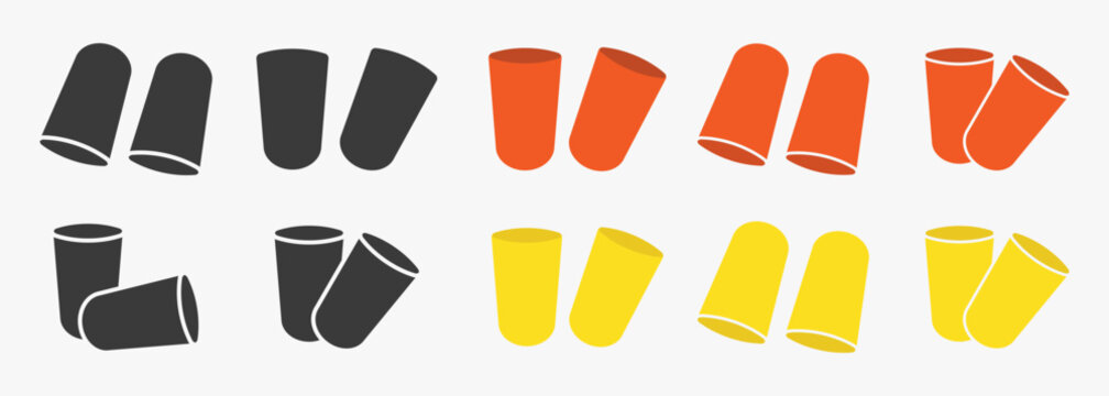 Hearing protection ear plug icon symbol. Ear safety sign, protective earplugs sign logo. Vector illustration image. Isolated on white background.