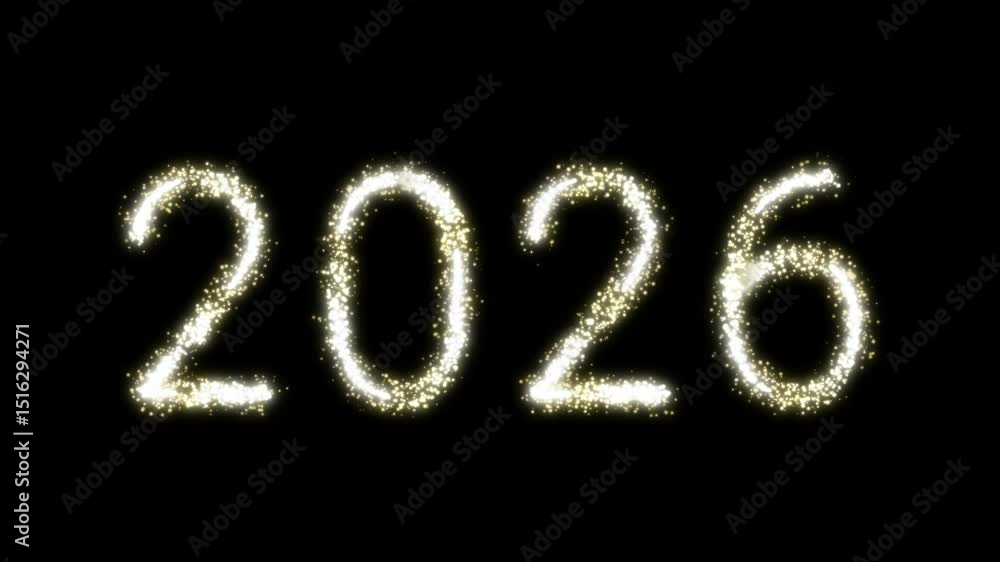 Poster 2006 new year animation with gold particle trail or tail effect