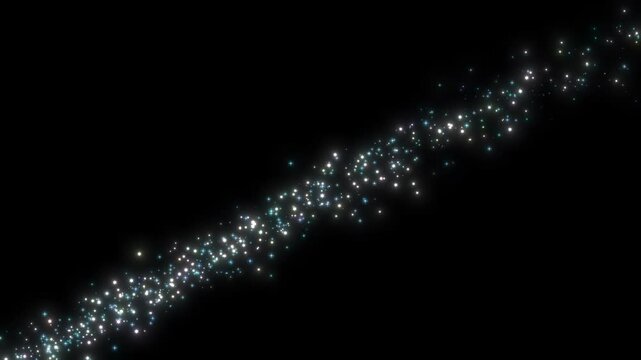 Abstract Background Of Colorful Sparkling Stars Forming A Glitter Trail On Black Background.bright White Glitter Trail Dark Background, Glitter Effects Overlays, And Motion Graphics
