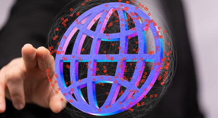 Abstract image of a digital globe, representing global connectivity and networking.