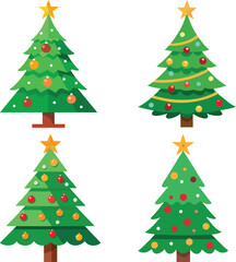 set of christmas trees