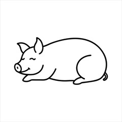 Obraz premium line art of sleeping pig.