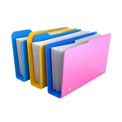 Fototapeta premium Bright Office Folder Icons in Playful Colors – PNG with Transparency Transparent Background PNG