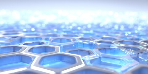 Naklejka premium Abstract Background, Futuristic Technology Concept with Hexagonal Pattern and Glowing Blue Energy