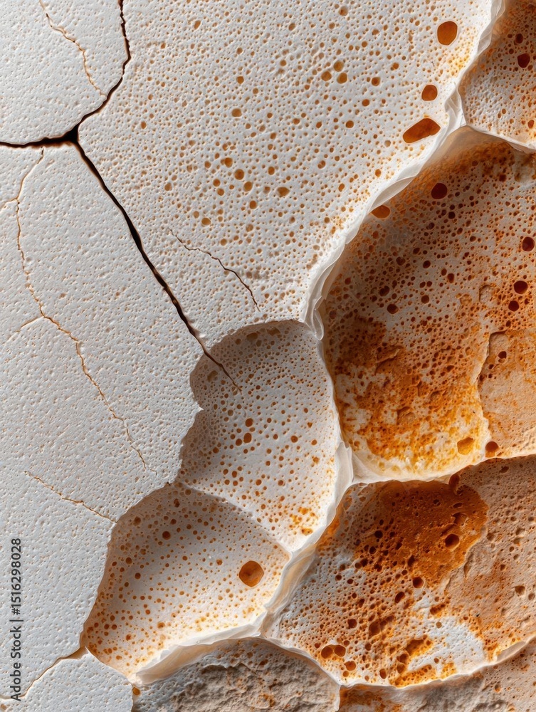 Poster close-up of a textured surface with a cracked and uneven texture. the surface appears to be made up 
