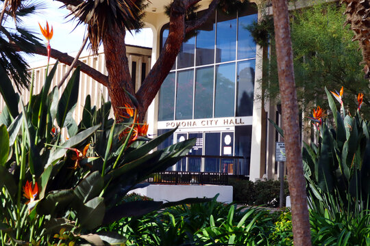 Pomona, California &ndash; December 20, 2024: Pomona City Hall located at 505 S Garey Ave, Pomona