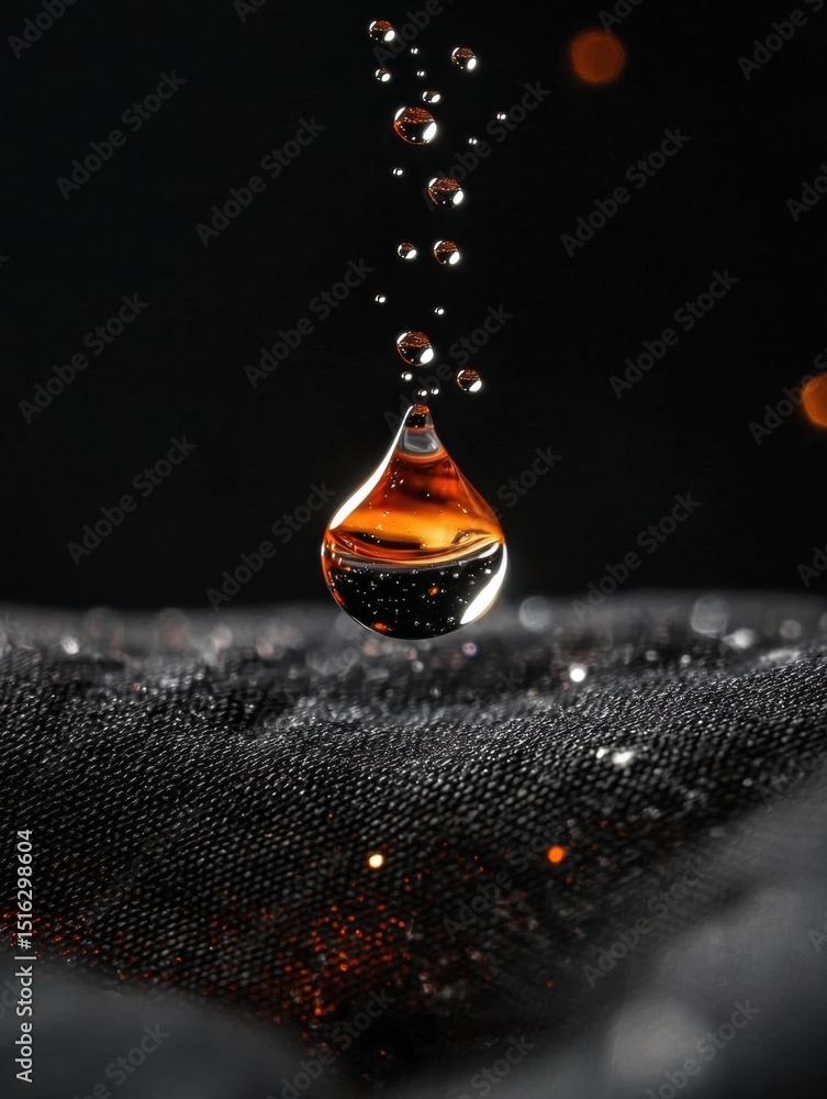 Aufkleber close-up of a single drop of water falling from the top of a black surface. the drop is in the cente