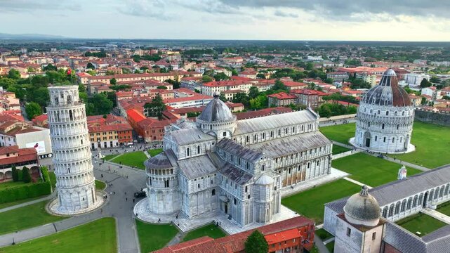 Italian town of Pisa, famous historic Renaissance tourist destination in Italy, leaning tower of Pisa, Unesco world heritage site in Italy