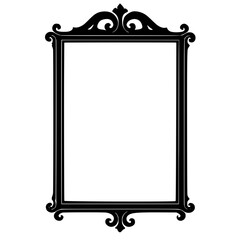 Ornate black picture frame with empty space for artwork display  