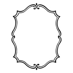 Decorative empty frame with ornate borders in black and white  