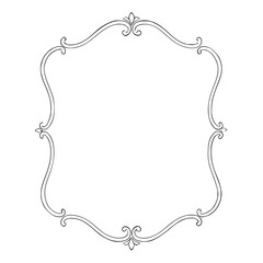 Ornate vintage frame design in empty outline style  