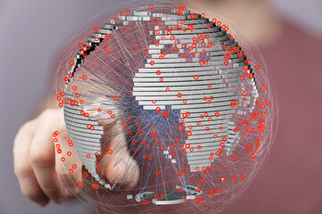 Abstract image depicting global interconnectedness and data flow. Ideal for tech, business, and communication concepts.