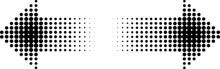 Double halftone dotted arrows opposite directions