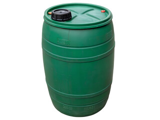 Green Plastic Barrel for Storage Isolated on transparent background, Isolated Png file, Cut-out, Isolate Png, No Background, Isolated object