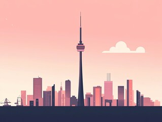 City skyline at dawn