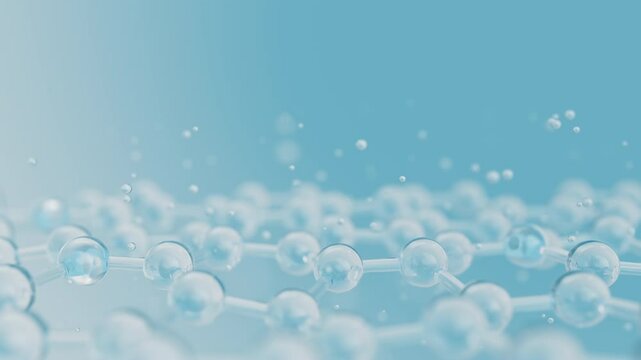 3d Abstract shiny glass molecule membrane structure motion background. Cosmetic collagen protective layer for skin care. Healthcare concept loop animation