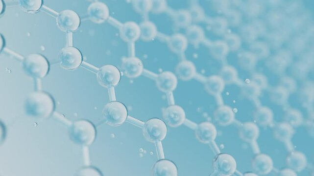 3d Abstract shiny glass molecule membrane structure motion background. Cosmetic collagen protective layer for skin care. Healthcare concept loop animation