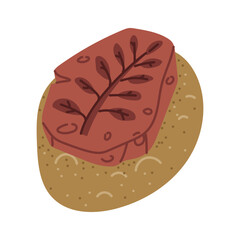 Fossils with traces of ancient plants in the sand. The first ferns. A paleontological find. Historical finds. Suitable for decorating books and posters on paleontology, plant and animal history