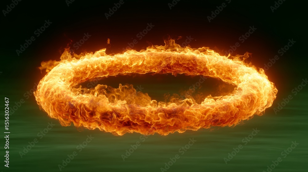 Aufkleber glowing ring of fire creating captivating visual effect against green background