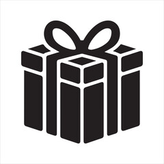 Gift Box Silhouette Icon – Present with Ribbon and Bow
