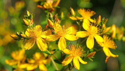 St Johns Wort Flowers Closeup.