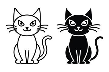 cat silhouette vector line art 