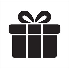 Gift Box Silhouette Icon – Present with Ribbon and Bow