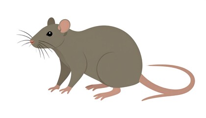 Gray Rat Illustration.
