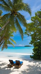 tropical beach with palm trees