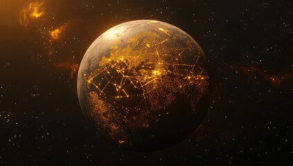 Earth at night, network of lights