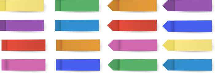 Bright sticky-style labels with flat and arrow tips in various colors. Ideal for planners, bookmarks, reminders, web design, or educational visuals