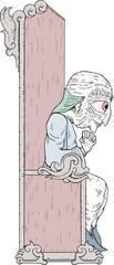 Design of old wise man praying
