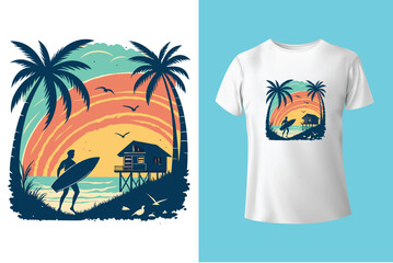 Summer T-Shirt Design – Beach Vibes, Tropical Sunshine, and Vacation Graphic Tee