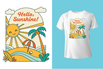 Summer T-Shirt Design – Beach Vibes, Tropical Sunshine, and Vacation Graphic Tee