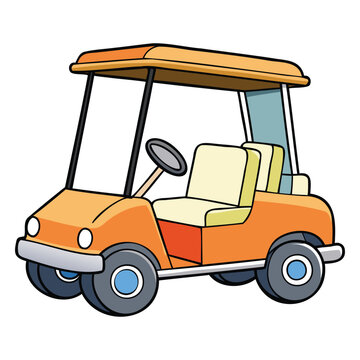 orange golf cart cartoon style clip art preview