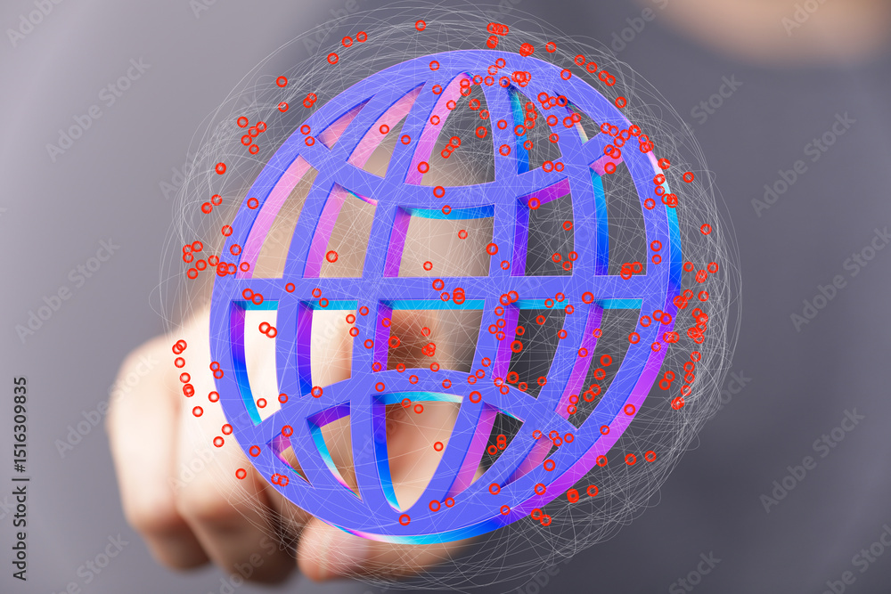 Aufkleber Abstract image of a digital globe representing global network, internet, and connection.