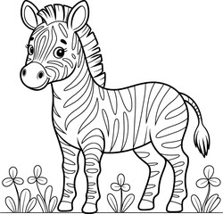 Adorable baby zebra coloring page cute animal illustration