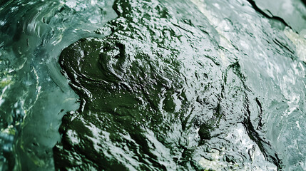 Fototapeta premium Close-up of a swirling, textured surface resembling molten material or organic tissue.