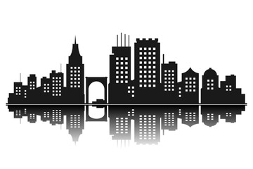 Obraz premium vector black panorama of the city silhouette black architecture on transparent background
