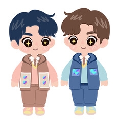 Cute cartoon of two happy boys symbolizing LGBTQ+ love and pride.