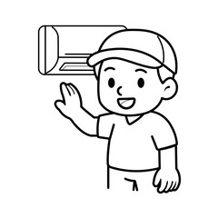 Air conditioning technician illustration