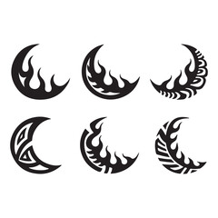 Moon decorated with zentangle for muslim silhouette 