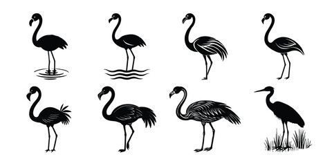 Obraz premium set of flamingo silhouettes