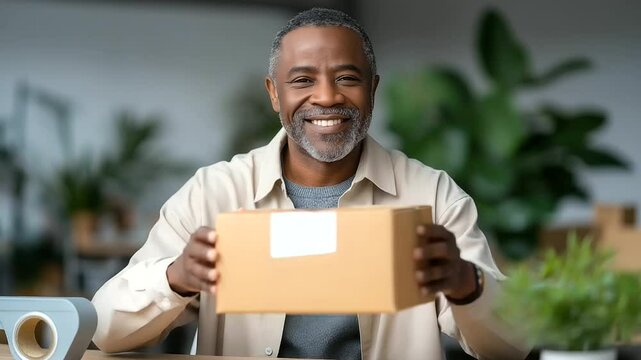 A worker carefully packing online orders in a backroom