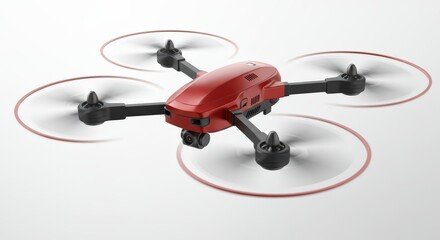 Red Drone in Flight, Aerial Photography Technology