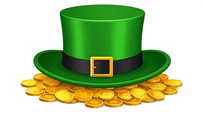 Green Leprechaun Hat  Gold Coins.